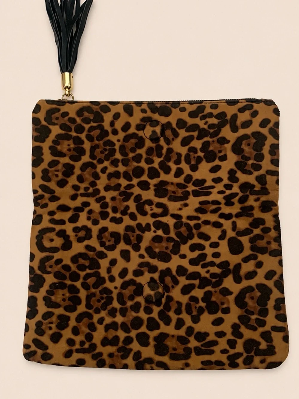 Sole Society Leopard Print Fold-Over Clutch with Tassel